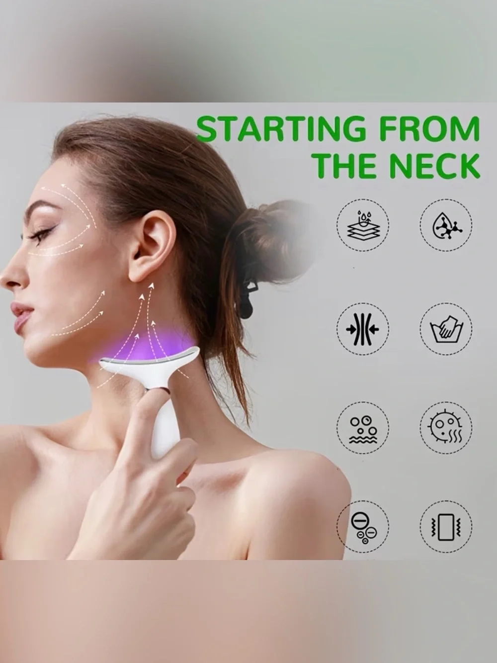LED Neck Beauty Device - White with Purple Light